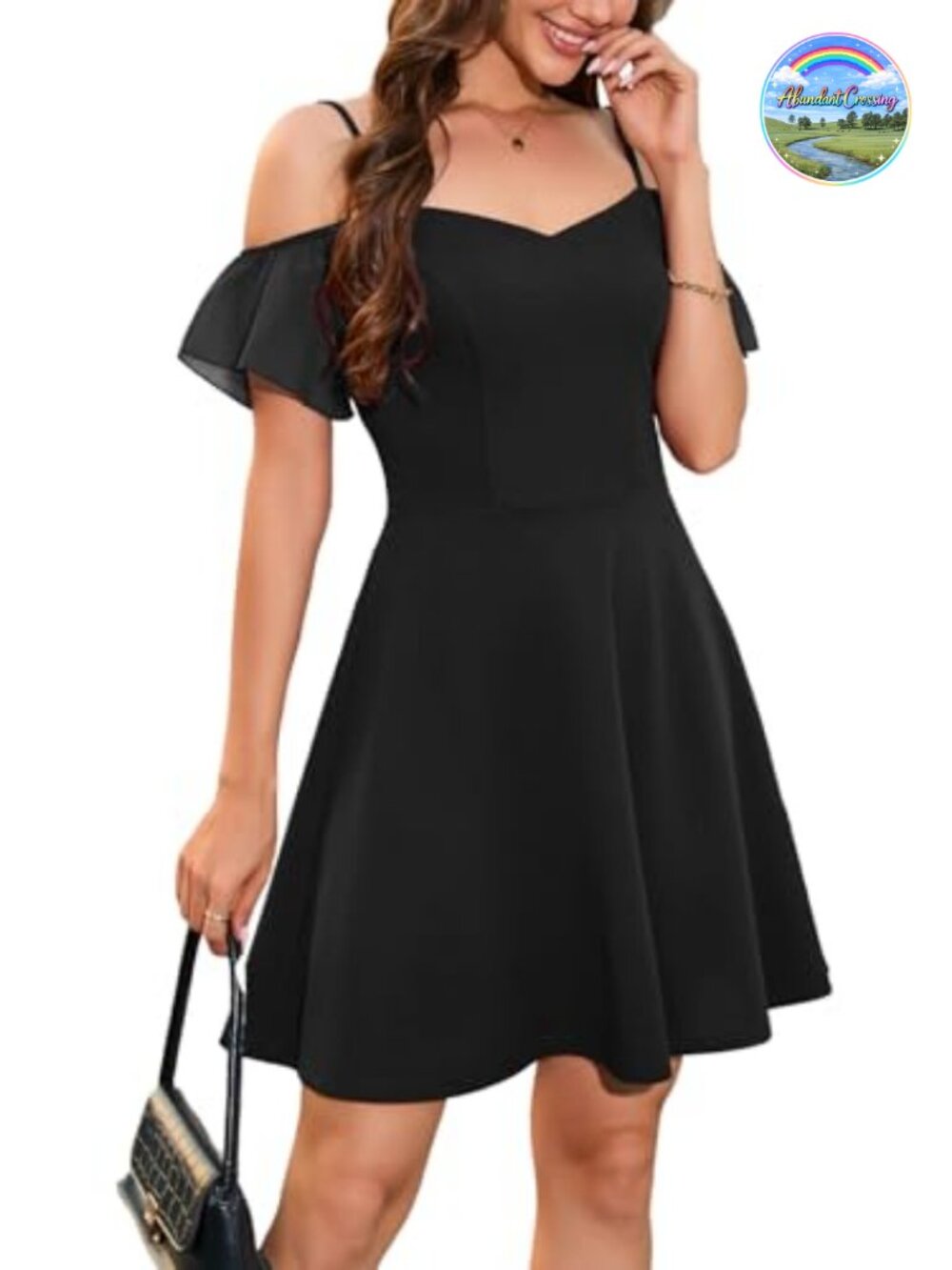 Women's Off Shoulder Cocktail Dress Chiffon Flutter Sleeve Short A-Line